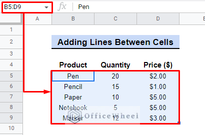 selecting a range of cells