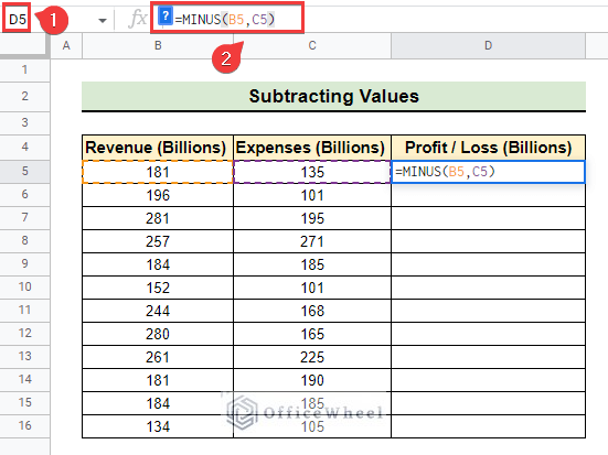 How to Use MINUS Function in Google Sheets (4 Easy Examples)