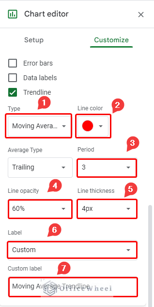 Adding trendline type and other modification