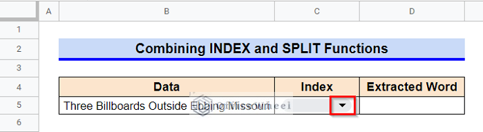 Clicking on the Drop-Down Icon to See a List of Indices