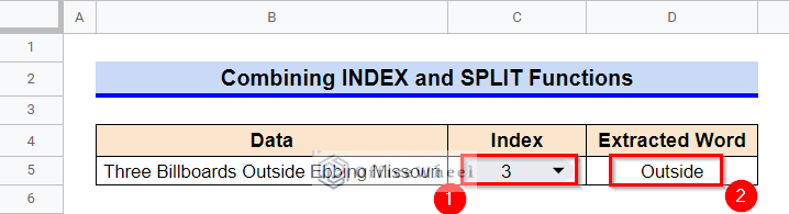 Changing the Index to Demonstrate the Execution of the Formula Used