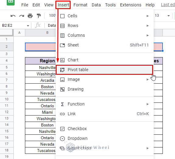 create pivot table in google sheets