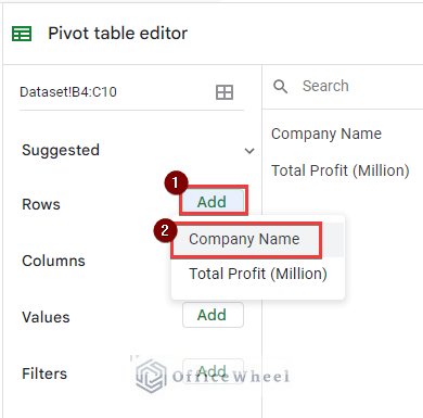 Editing Pivot table to Calculate Percentage of Total through Pivot Table in Google Sheets