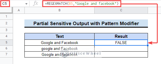 google sheets regexmatch case sensitive