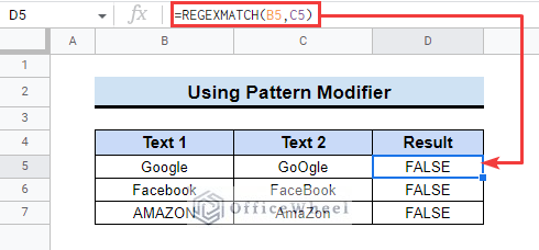 google sheets regexmatch case sensitive example