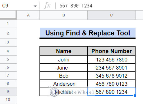 using find and replace tool to remove spaces in google sheets