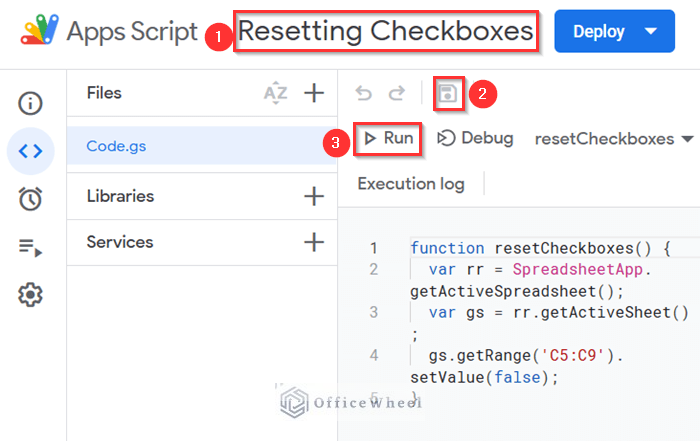Inserting Script Code in Apps Script Window