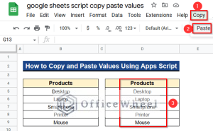 How to Copy and Paste Values Using Apps Script in Google Sheets