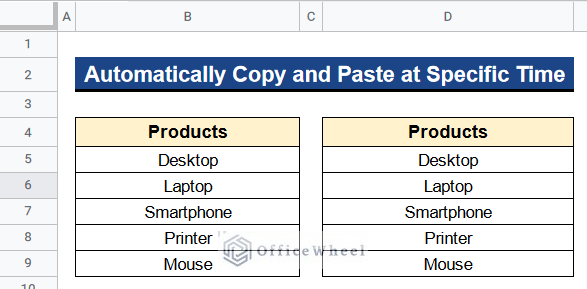 Results of Automatically Copy and Paste at Specific Time Using Apps Script