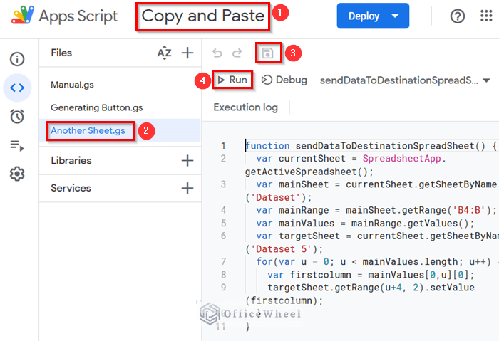 Inserting Code in Apps Script