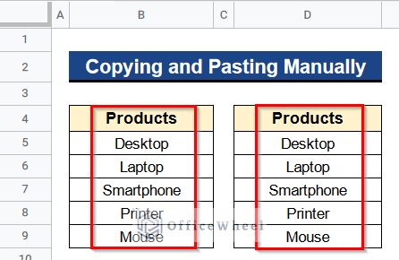 Output of Copying and Pasting Manually Using Apps Script