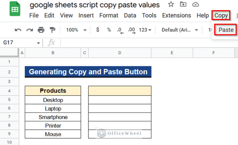 How to Copy and Paste Values Using Apps Script in Google Sheets
