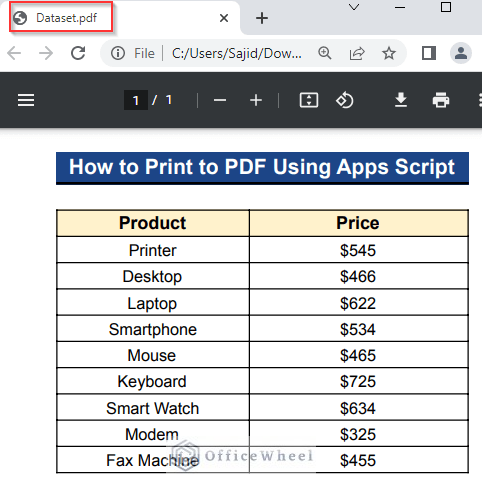How to Print to PDF Using Apps Script in Google Sheets