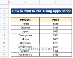 How to Print to PDF Using Apps Script in Google Sheets