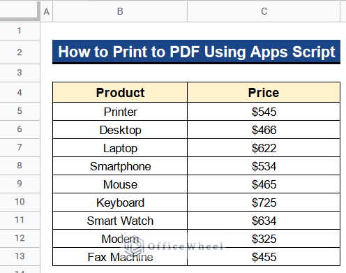 Dataset to Print to PDF Using Apps Script in Google Sheets