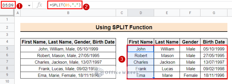 How to Split Cell by Comma in Google Sheets (2 Easy Methods)