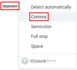 Selecting comma as the separator to split cell by comma in Google Sheets
