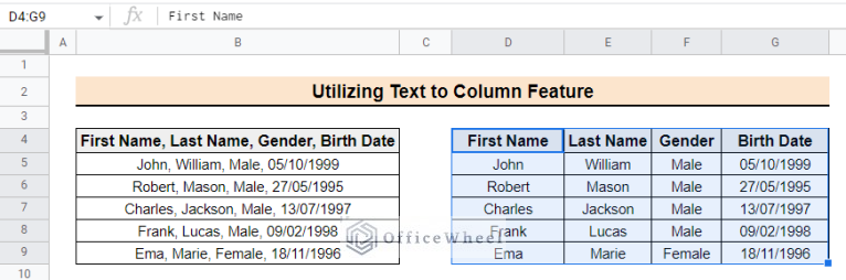 How to Split Cell by Comma in Google Sheets (2 Easy Methods)