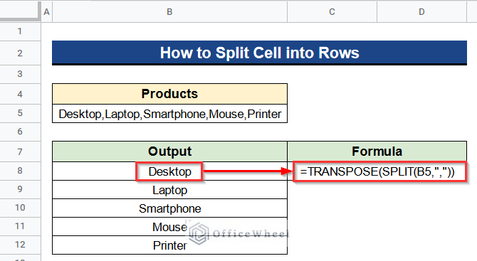 How to Split Cell into Rows in Google Sheets