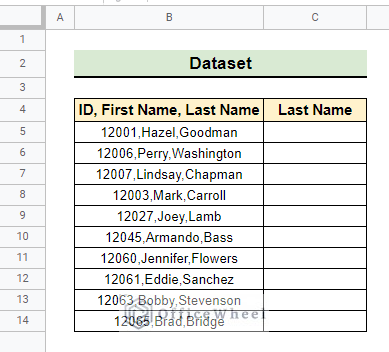 Dataset of splitting and get last element in Google Sheets