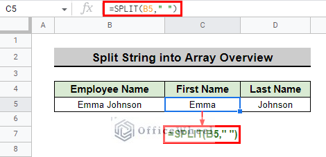 overview of split string into array