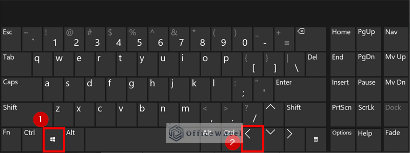 Clicking the keyboard shortcuts