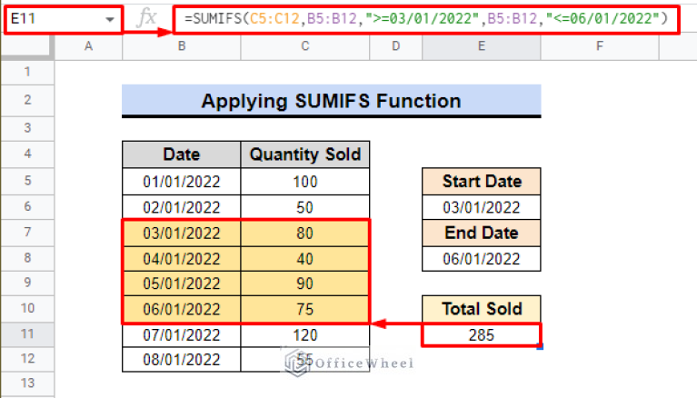 How to SUMIF Between Two Dates in Google Sheets (3 Ways)