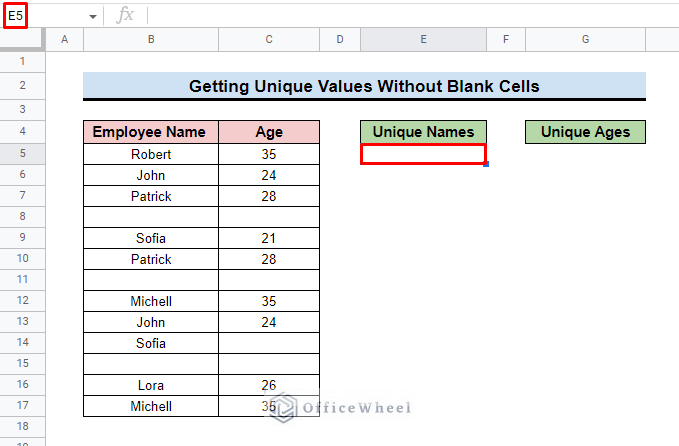 select cells in google sheets