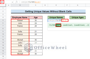 How to Get Unique Values Without Blanks in Google Sheets