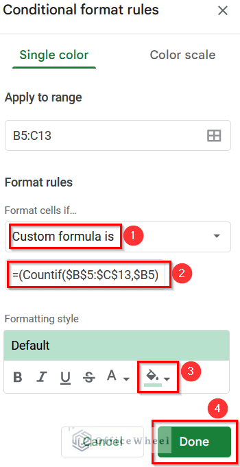 Using COUNTIF Function with AND Operator to Highlight Unique Values in Google Sheets