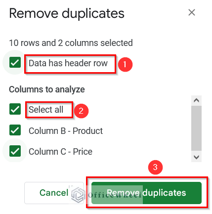 Applying Remove Duplicates Command to Highlight Unique Values in Google Sheets