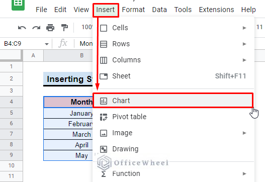 insert a chart to add different standard deviation bars in google sheets