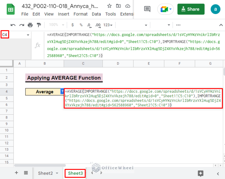 How To Average Cells From Different Sheets In Google Sheets