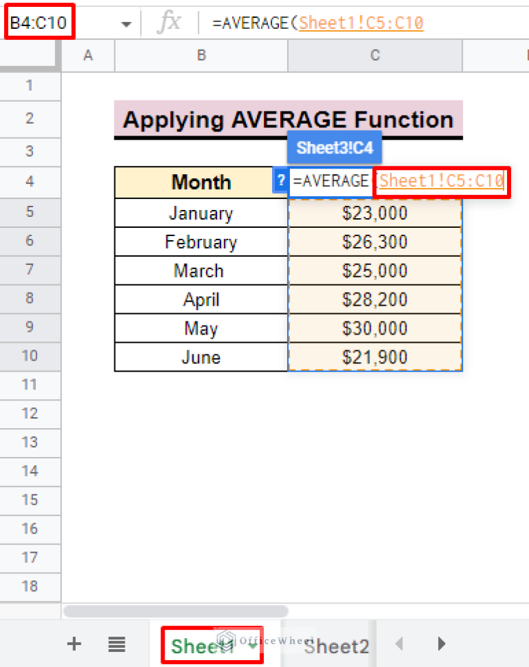 How to Average Cells from Different Sheets in Google Sheets