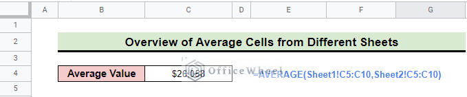 overview of how to average cells from different sheets in google sheets