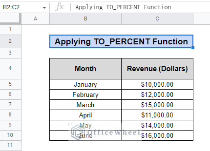data for to_percent function in google sheets
