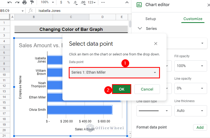 select the data point to change color