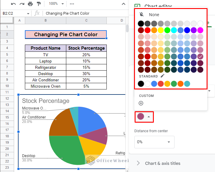 choose color dropdown to change color