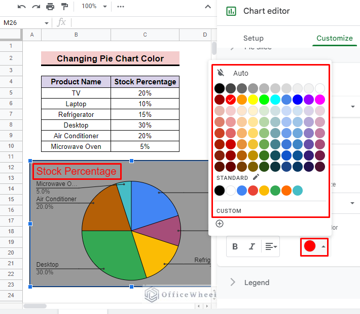 change color of the chart title in google sheets