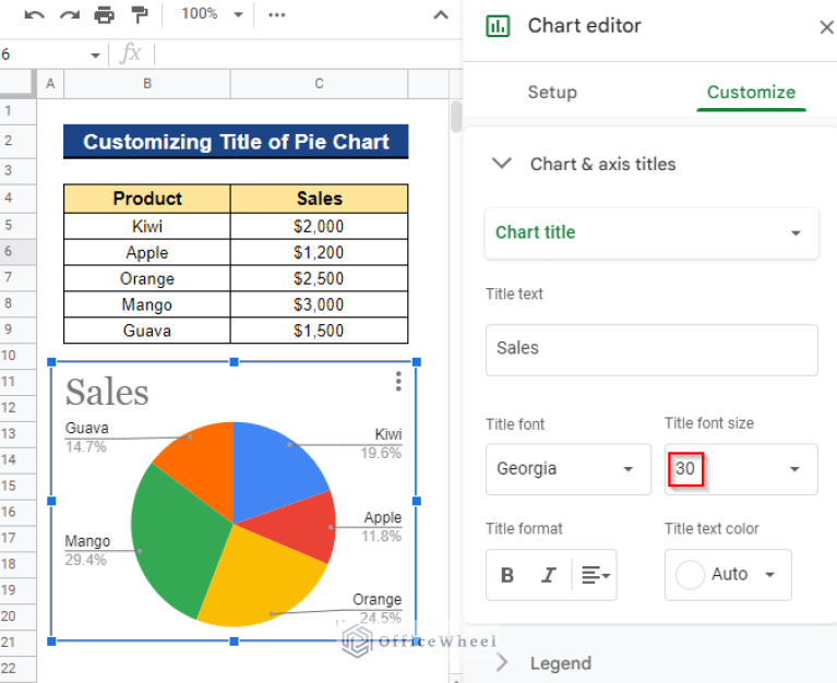 How to Change Title of Pie Chart on Google Sheets OfficeWheel