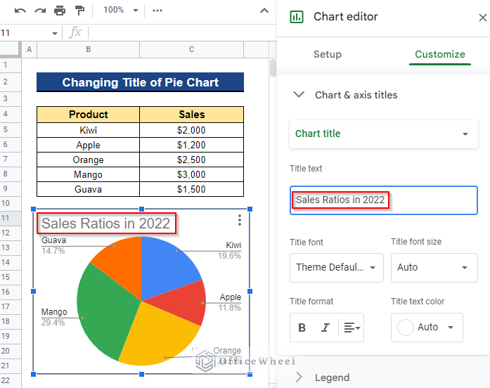 How to Change Title of Pie Chart on Google Sheets OfficeWheel