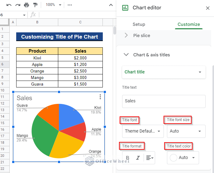 How to Customize Title of Pie Chart on Google Sheets