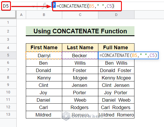 concatenate function to concatenate strings with separator