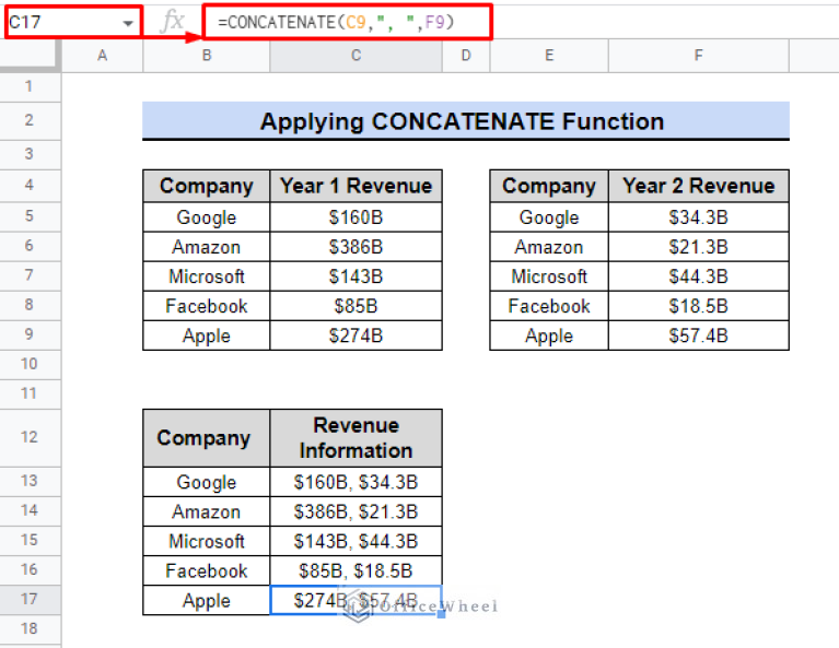 How to Concatenate Two Columns in Google Sheets - OfficeWheel