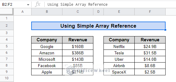 dataset for using simple array reference