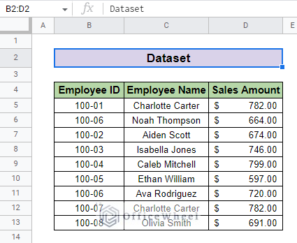 dataset used to filter checkboxes in google sheets