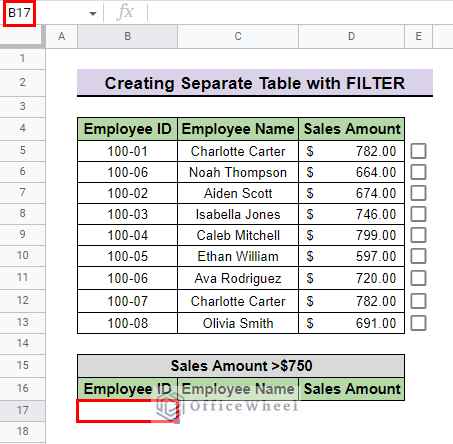 select cell to apply formula