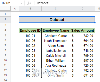 dataset used to filter checkboxes in google sheets