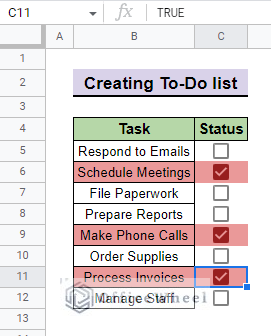 final result after creating to-do list to filter using checkboxes