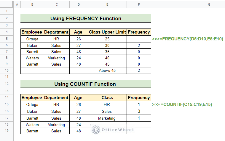 how to find frequency in google sheets